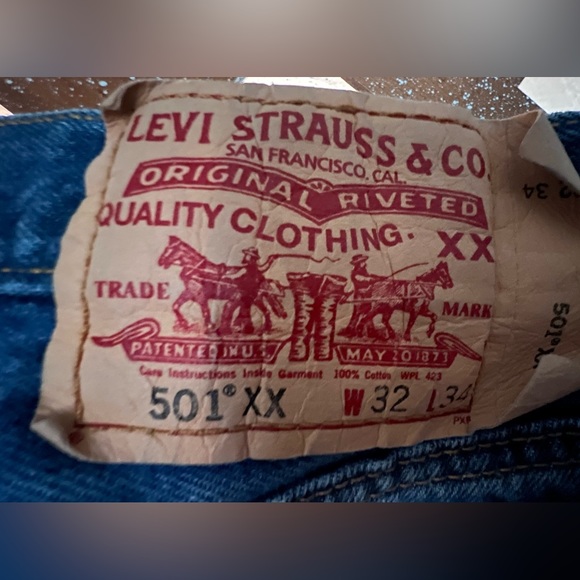 Levi’s 501 xx Blue Jeans Button fly 100% Cotton Red Tab size 32 - Picture 5 of 7